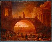 Hubert Robert Fire of Rome Spain oil painting artist